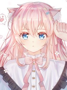 Preview wallpaper neko, girl, ears, cute, anime, pink