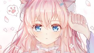 Preview wallpaper neko, girl, ears, cute, anime, pink