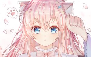 Preview wallpaper neko, girl, ears, cute, anime, pink