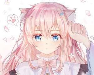 Preview wallpaper neko, girl, ears, cute, anime, pink