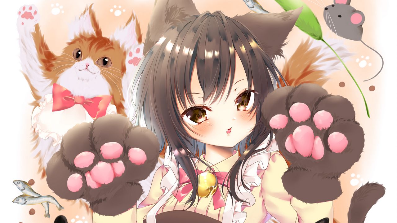 Wallpaper neko, girl, ears, cats, cute, anime