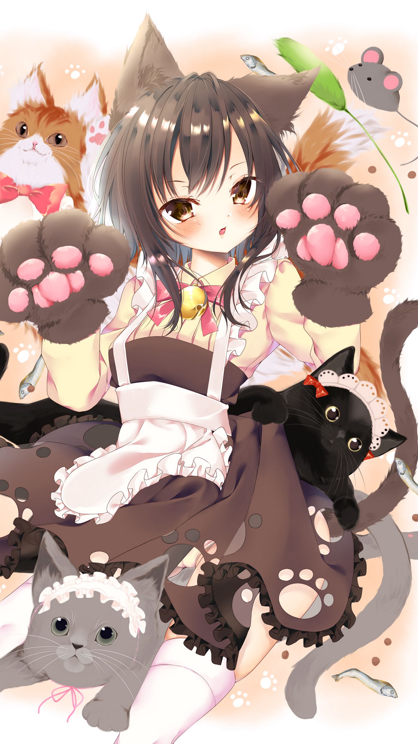 Download wallpaper 1350x2400 neko, girl, ears, cats, cute, anime iphone  8+/7+/6s+/6+ for parallax hd background