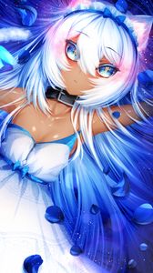 Preview wallpaper neko, girl, ears, art, blue