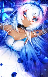 Preview wallpaper neko, girl, ears, art, blue