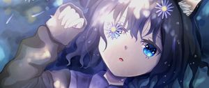 Preview wallpaper neko, girl, flowers, water, anime, art