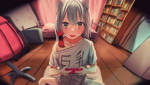 Preview wallpaper neko, girl, gamer, anime, art