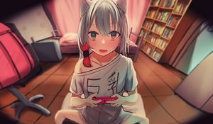 Preview wallpaper neko, girl, gamer, anime, art