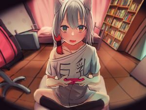 Preview wallpaper neko, girl, gamer, anime, art