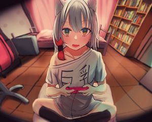 Preview wallpaper neko, girl, gamer, anime, art