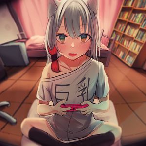 Preview wallpaper neko, girl, gamer, anime, art