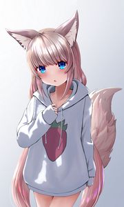 Preview wallpaper neko, girl, ponytail, anime, cute