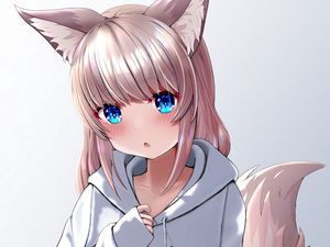 Preview wallpaper neko, girl, ponytail, anime, cute