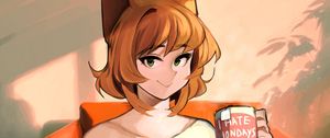 Preview wallpaper neko, girl, smile, morning, anime