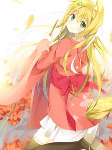 Preview wallpaper neko, girl, smile, kimono, anime