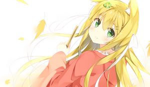 Preview wallpaper neko, girl, smile, kimono, anime