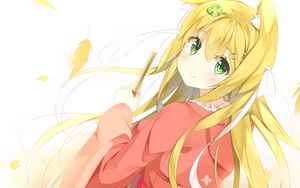 Preview wallpaper neko, girl, smile, kimono, anime