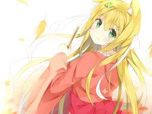 Preview wallpaper neko, girl, smile, kimono, anime