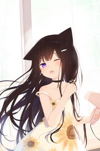 Preview wallpaper neko, girl, wind, anime, art