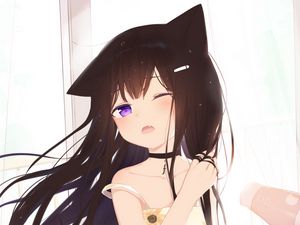 Preview wallpaper neko, girl, wind, anime, art