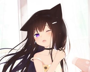 Preview wallpaper neko, girl, wind, anime, art