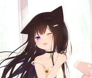 Preview wallpaper neko, girl, wind, anime, art