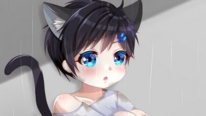 Preview wallpaper neko, kitten, child, box, anime, art