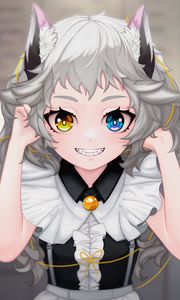 Preview wallpaper neko, maid, heterochromia, smile, anime