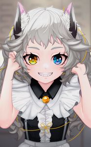 Preview wallpaper neko, maid, heterochromia, smile, anime