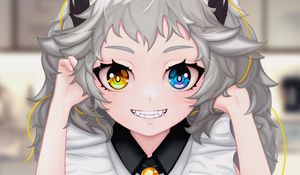 Preview wallpaper neko, maid, heterochromia, smile, anime