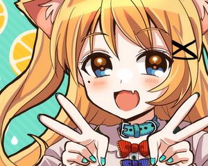 Preview wallpaper neko, smile, gesture, anime, art