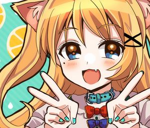 Preview wallpaper neko, smile, gesture, anime, art