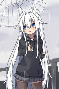 Preview wallpaper neko, umbrella, rain, anime, art