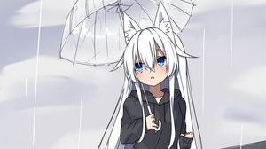 Preview wallpaper neko, umbrella, rain, anime, art