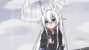 Preview wallpaper neko, umbrella, rain, anime, art