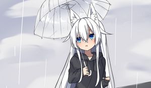 Preview wallpaper neko, umbrella, rain, anime, art