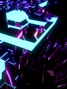 Preview wallpaper neon, abstraction, light, fractal, bright