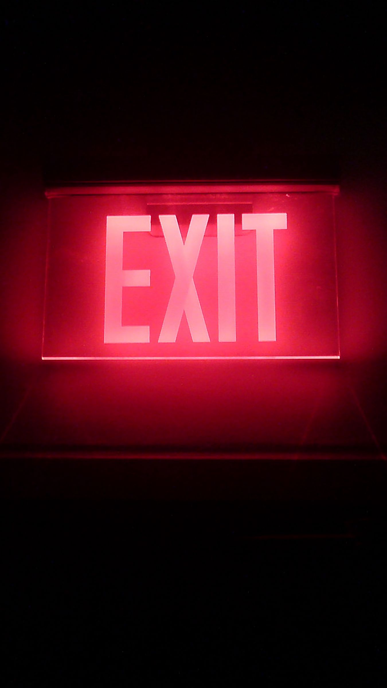 1350x2400 Wallpaper neon, backlight, inscription, exit