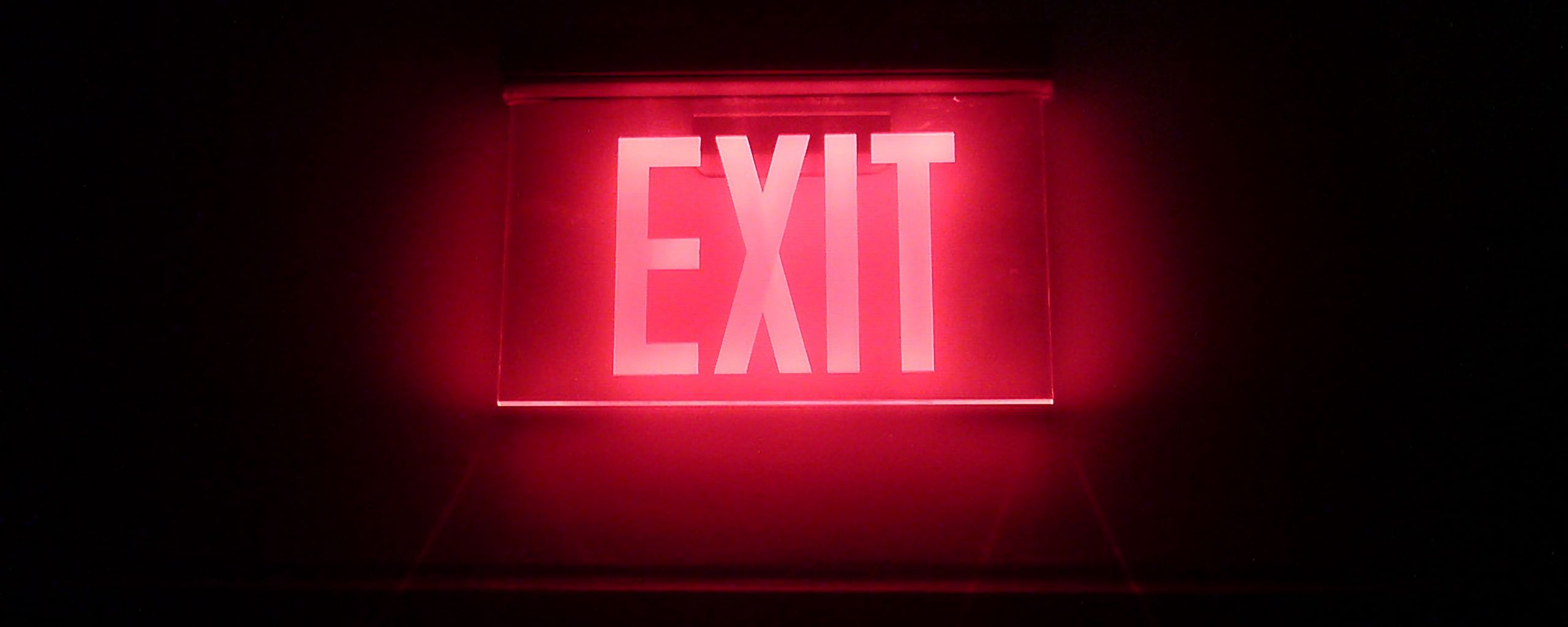 2560x1024 Wallpaper neon, backlight, inscription, exit