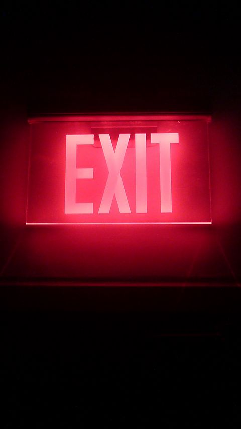 480x854 Wallpaper neon, backlight, inscription, exit