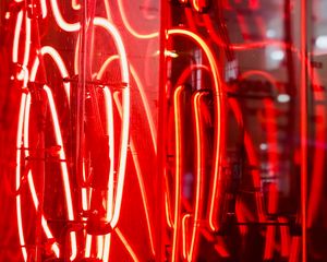 Preview wallpaper neon, backlight, red, night