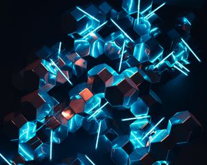 Preview wallpaper neon, forms, dark, glow