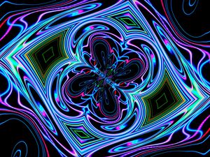 Preview wallpaper neon, fractal, waves, pattern, abstraction