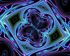 Preview wallpaper neon, fractal, waves, pattern, abstraction