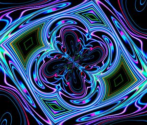 Preview wallpaper neon, fractal, waves, pattern, abstraction