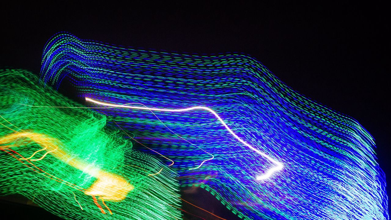 Wallpaper neon, freezelight, glow, long exposure