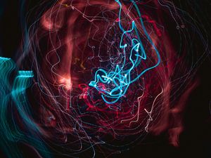 Preview wallpaper neon, freezelight, long exposure, distortion, colorful