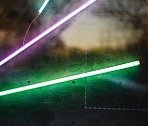 Preview wallpaper neon, glow, lamp, wall