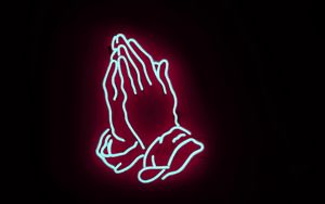 Preview wallpaper neon, hands, prayer