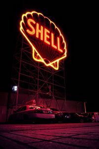 Preview wallpaper neon, inscription, shell, signboard, night, street