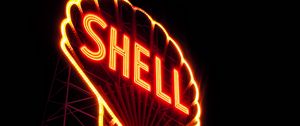 Preview wallpaper neon, inscription, shell, signboard, night, street